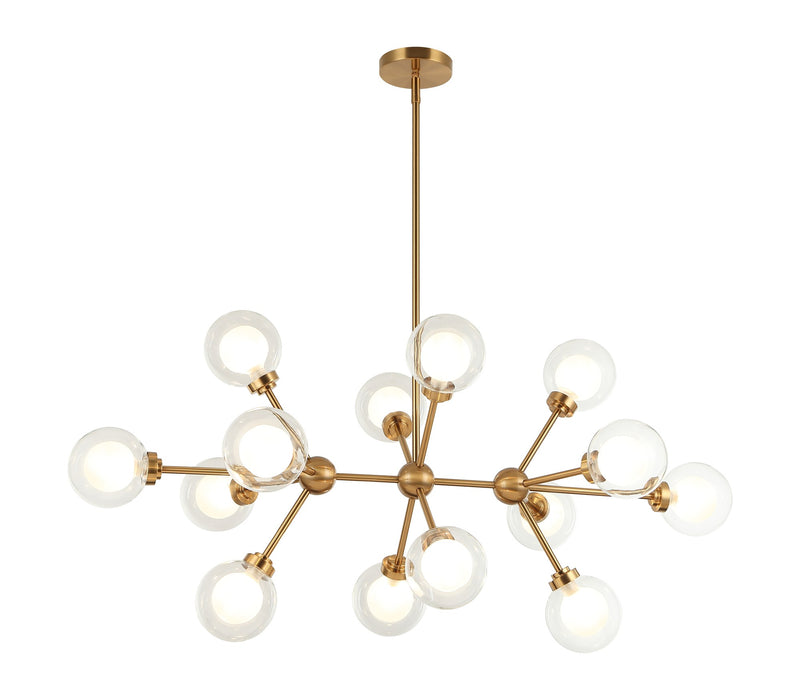 Solaris 42" 14-Light Chandelier in Aged Gold Brass