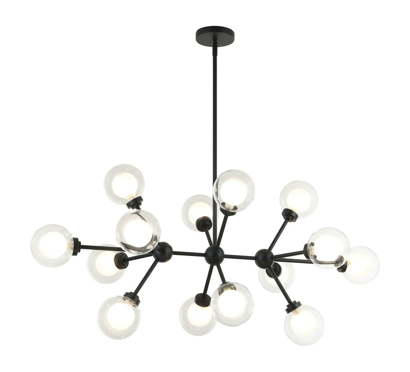 Solaris 42" 14-Light Chandelier in Matte Black