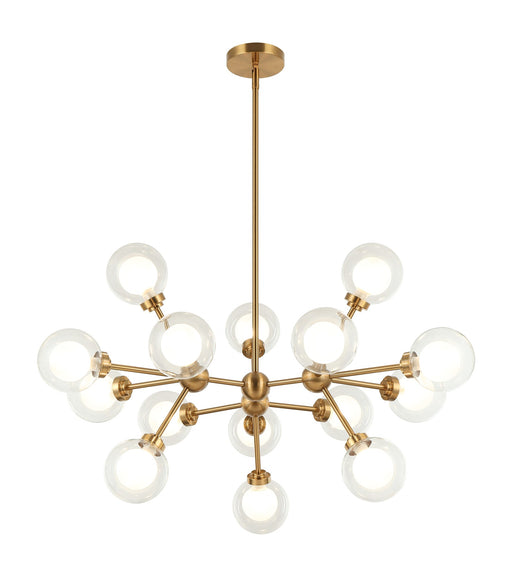Solaris 32" 15-Light Chandelier in Aged Gold Brass