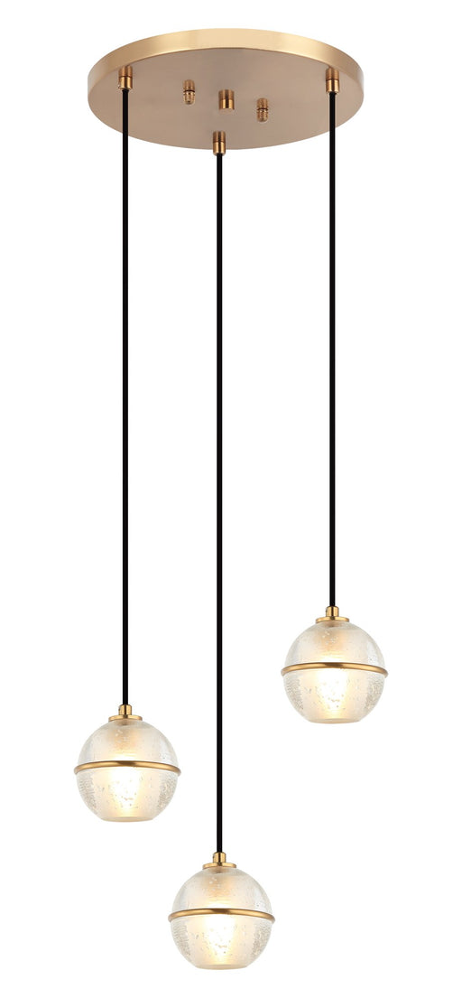 Misty 3-Light Pendant in Aged Gold Brass