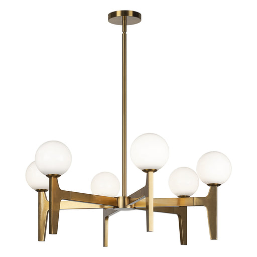 Scriben 30" 6-Light Chandelier in Aged Gold Brass