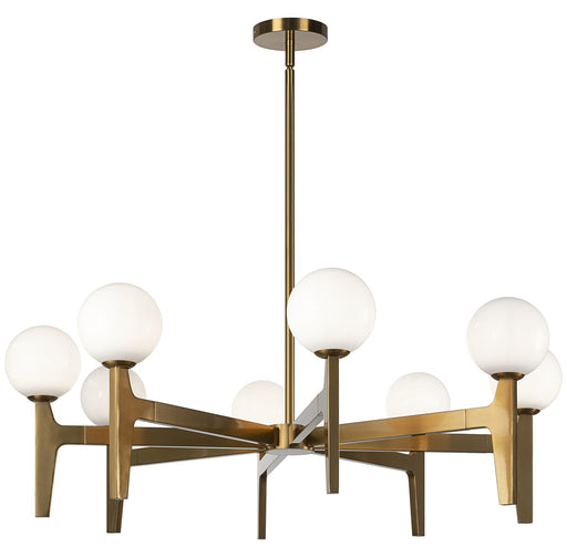 Scriben 36" 8-Light Chandelier in Aged Gold Brass