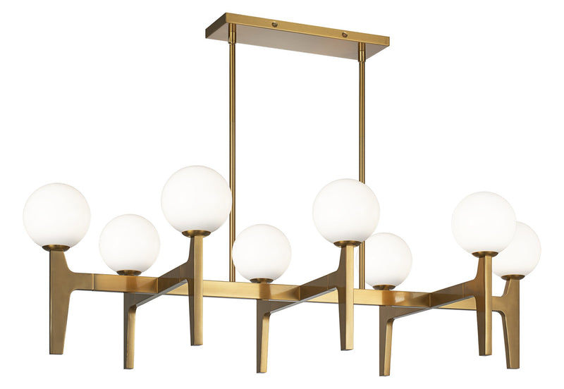 Scriben 42" 8-Light Linear Chandelier in Aged Gold Brass