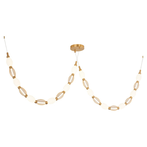 Tentacles 2-Light LED Pendant in Aged Gold Brass