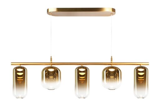 Refrax 5-Light LED Linear Chandelier in Aged Gold Brass / Aged Gold Brass