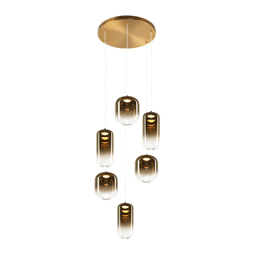 Refrax 6-Light LED Pendant in Aged Gold Brass / Aged Gold Brass
