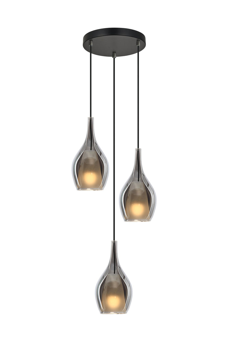 Jericho 14" 3-Light Pendant in Matte Black