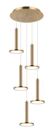 Extraterrestrial 5-Light Pendant in Aged Gold Brass