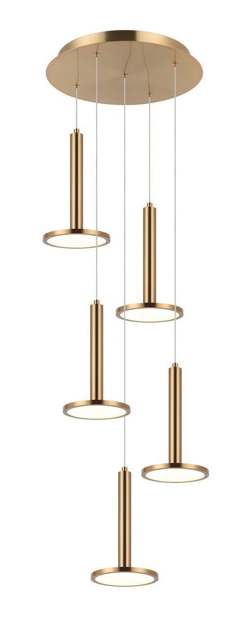 Extraterrestrial 5-Light Pendant in Aged Gold Brass