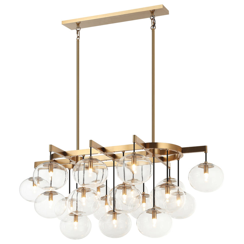 Bulbus 19-Light Linear Chandelier in Aged Gold Brass