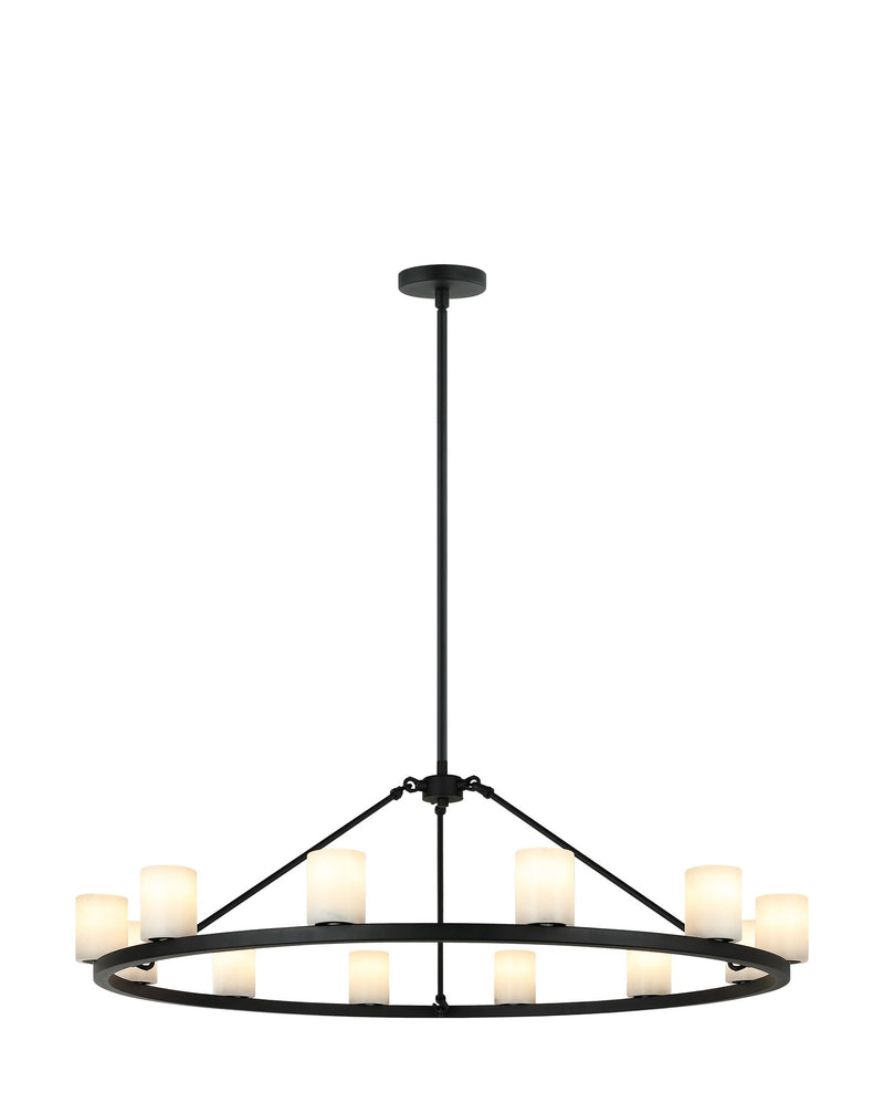 Lindy 40" 12-Light Chandelier in Matte Black