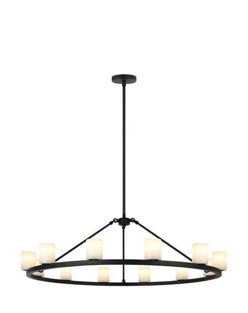 Lindy 40" 12-Light Chandelier in Matte Black