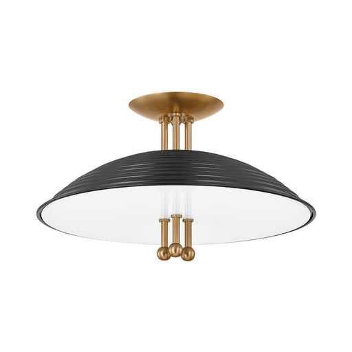 Larkin 3-Light Semi-Flush Mount in Patina Brass / Soft Black