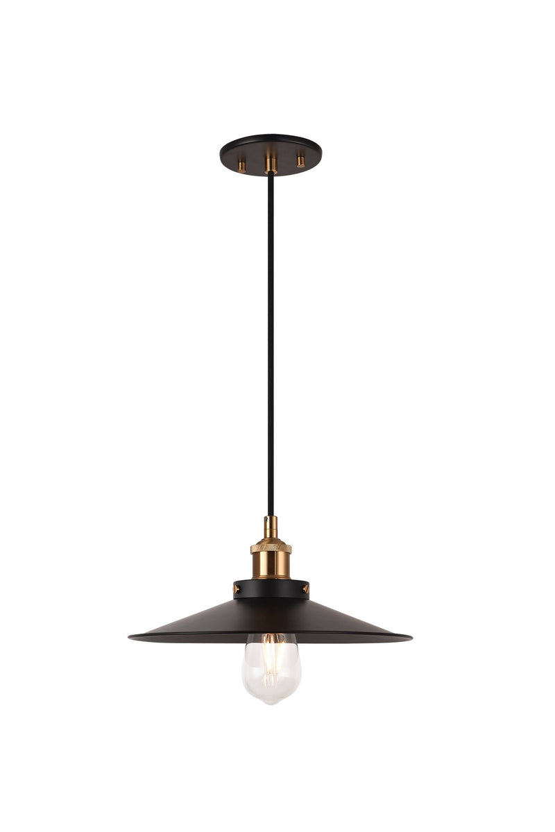 Bulstrode's Workshop 12" Pendant in Aged Gold Brass / Black