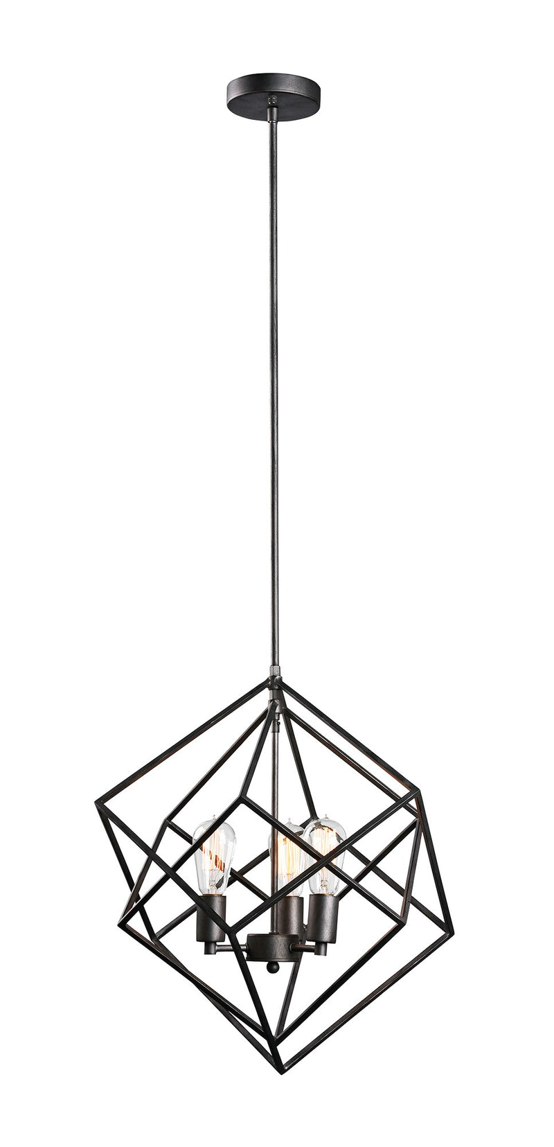 Geometry Series 19.5" 3-Light Pendant in Rusty Black