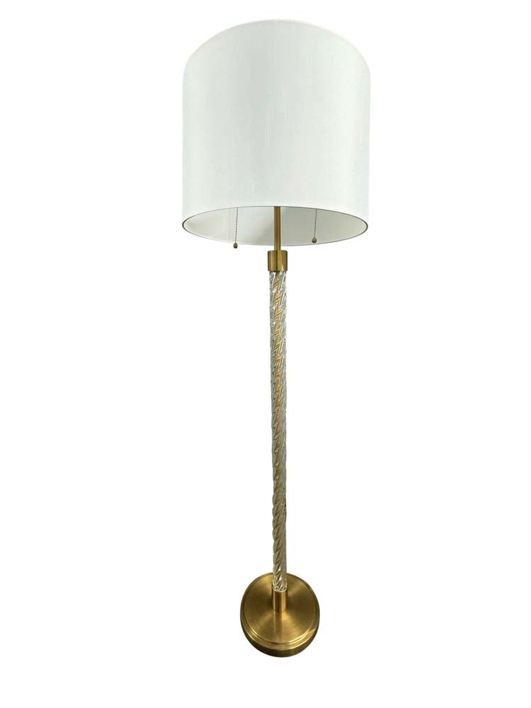 Chloe 60" Glass Column Floor Lamp in Brushed Brass