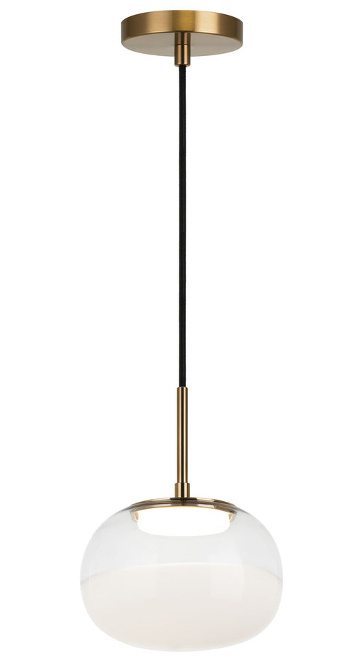 Jayce 8" Mini Pendant in Aged Gold Brass / White