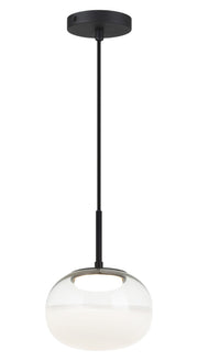 Jayce 8" Mini Pendant in Matte Black / White