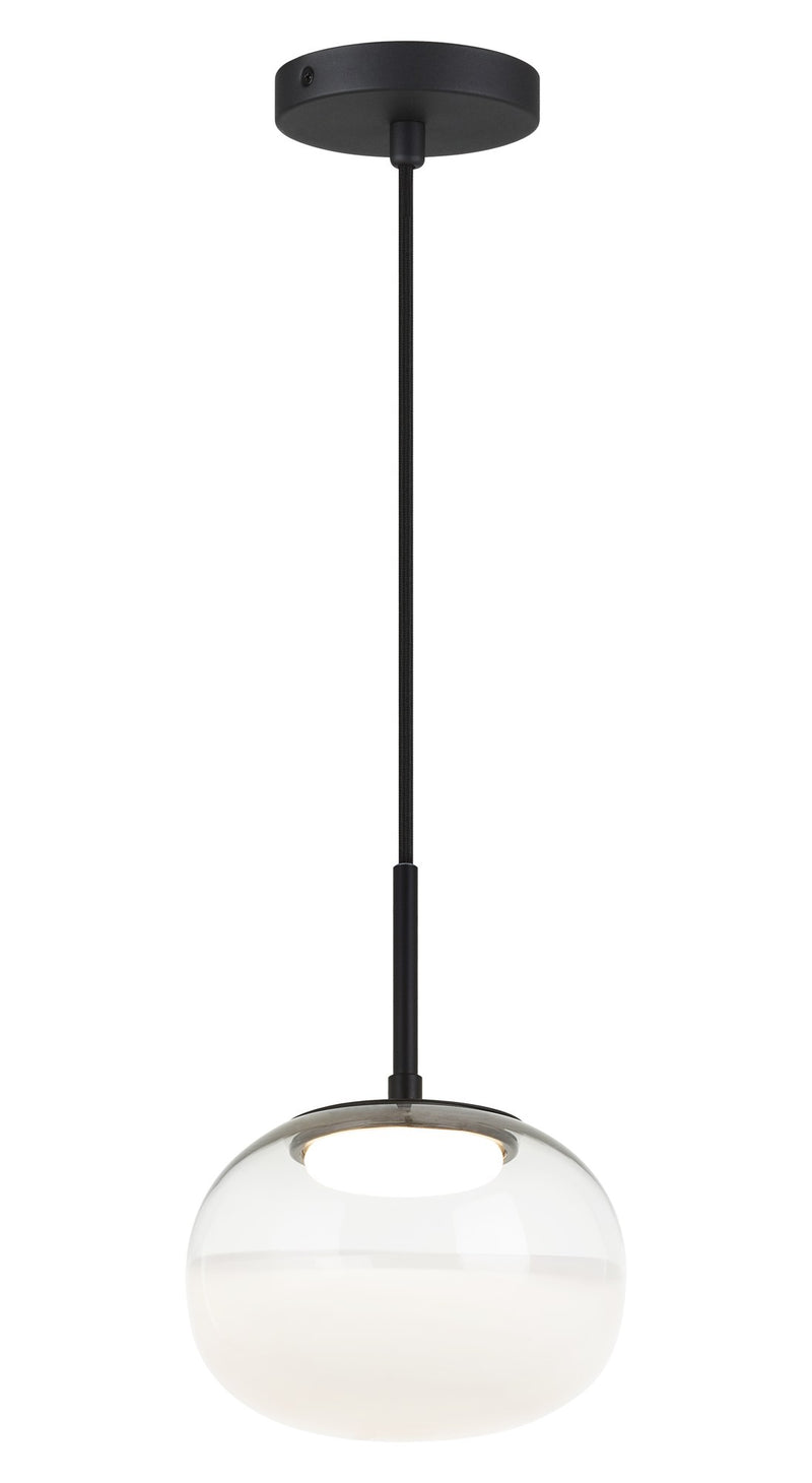 Jayce 8" Mini Pendant in Matte Black / White