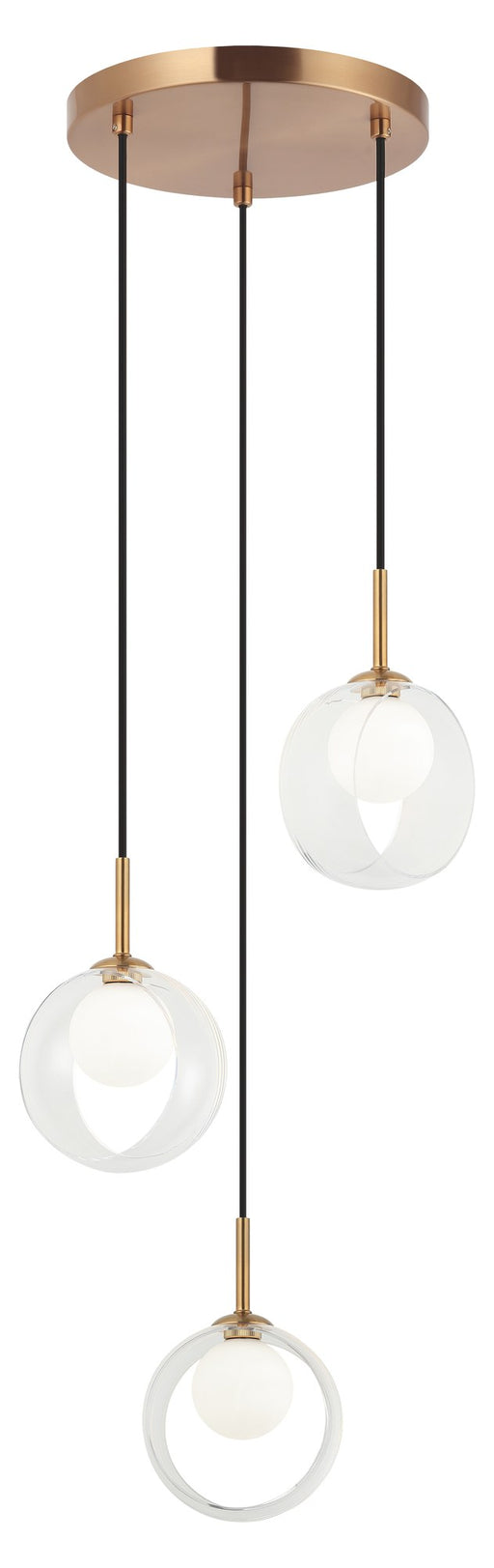 Delcia 14" 3-Light Pendant in Aged Gold Brass