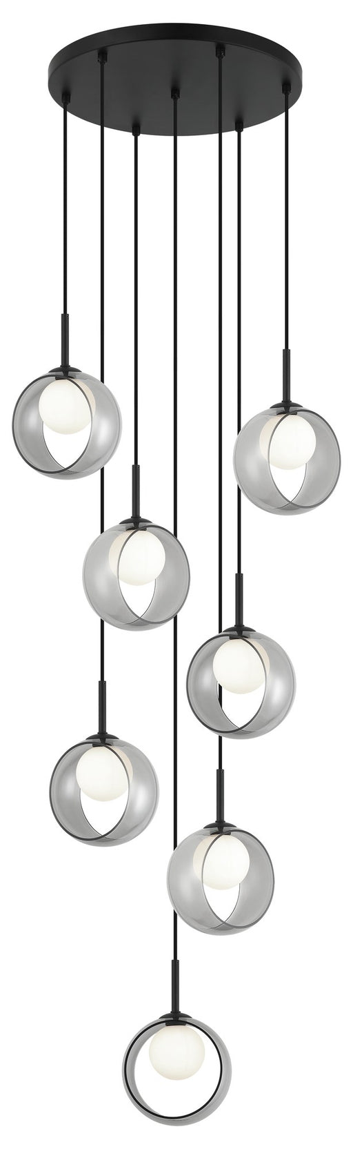 Delcia 20" 7-Light Pendant in Black