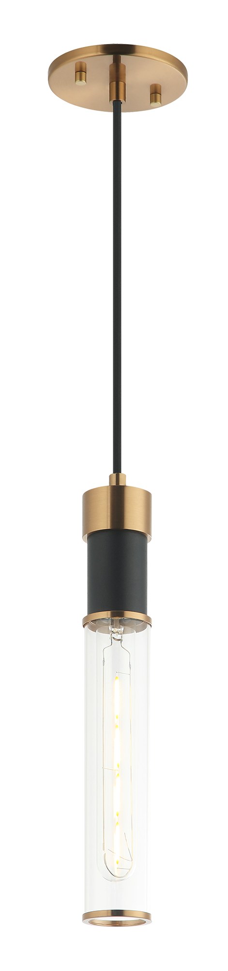 Tubo Mini Pendant in Matte Black / Aged Gold Brass