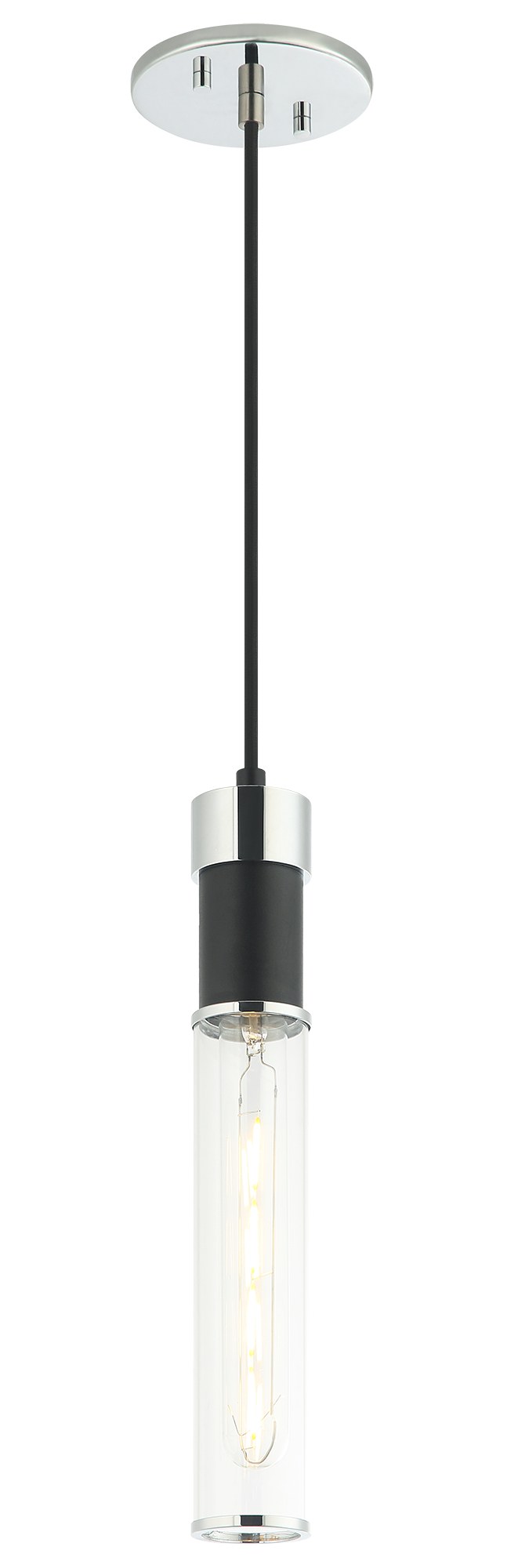 Tubo Mini Pendant in Matte Black / Chrome