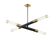 Tubo 4-Light Chandelier in Matte Black / Aged Gold Brass