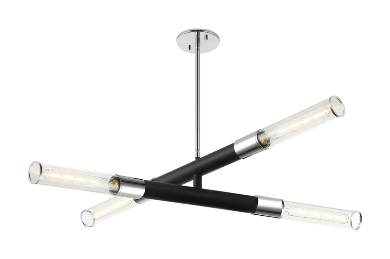 Tubo 4-Light Chandelier in Matte Black / Chrome