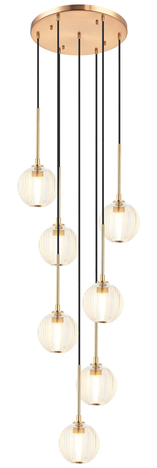 Jemyca 7-Light Pendant in Aged Gold Brass