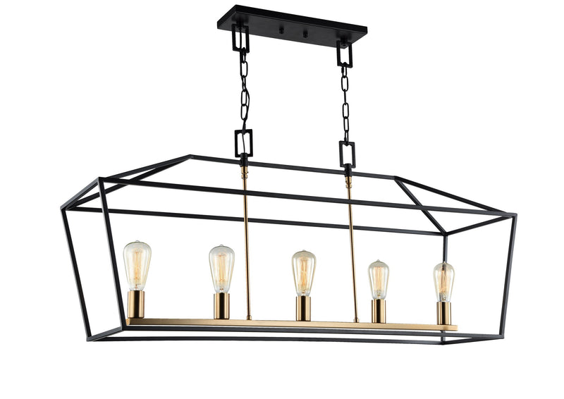 Scatola 44" 5-Light Linear Chandelier in Rusty Black