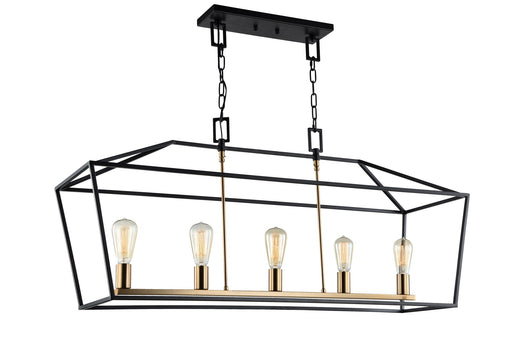 Scatola 44" 5-Light Linear Chandelier in Rusty Black