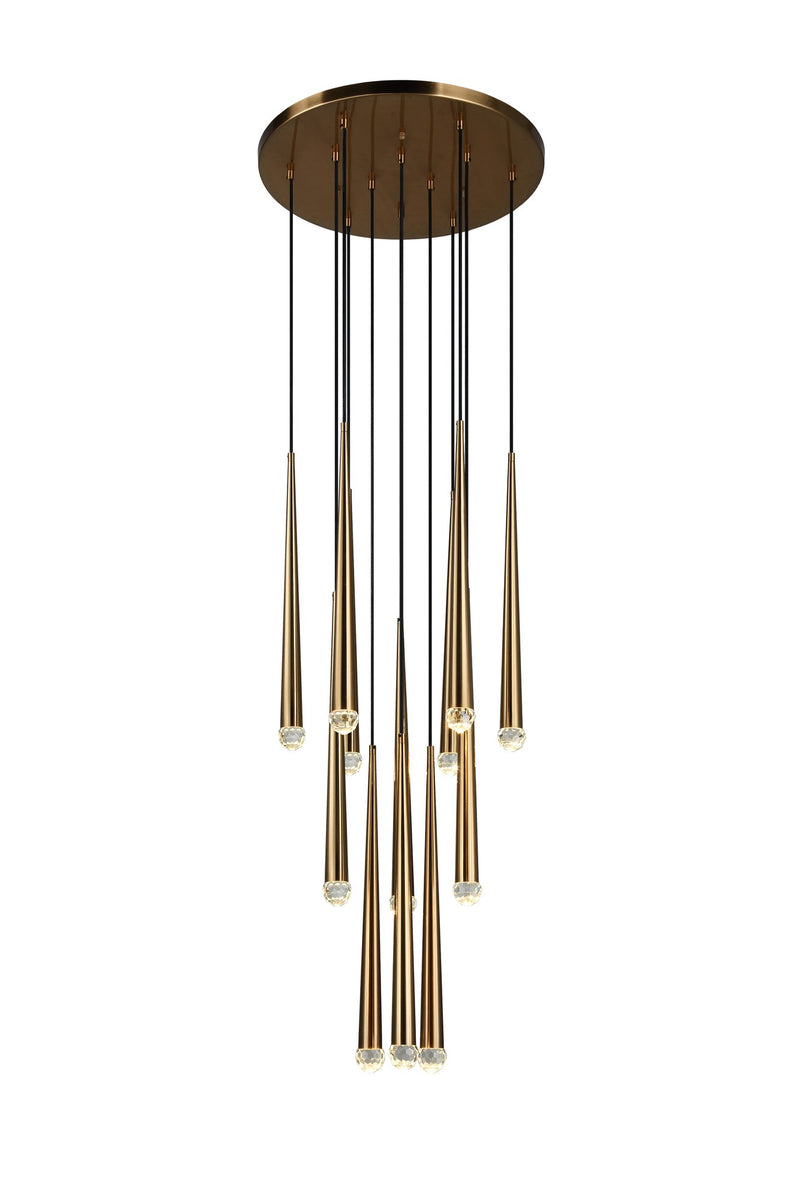 Renaie 23.5" 12-Light LED Pendant in Aged Gold Brass
