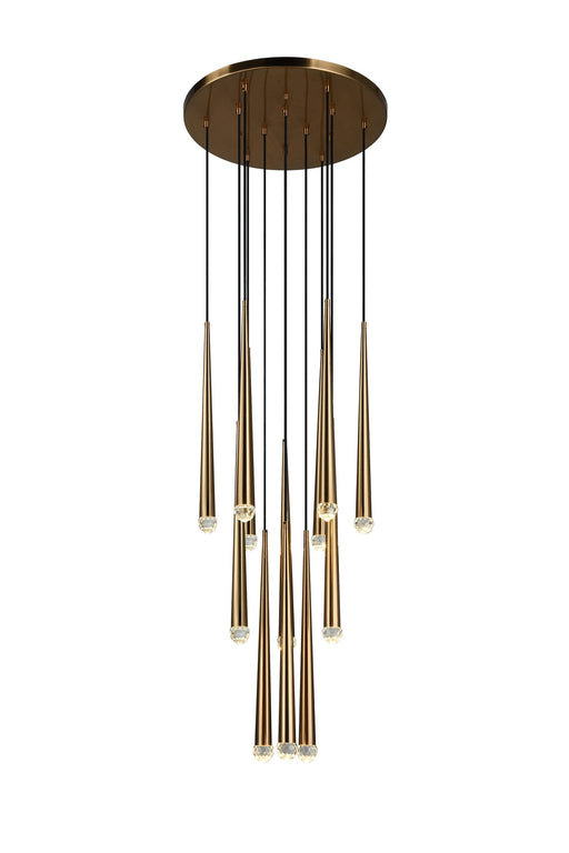 Renaie 23.5" 12-Light LED Pendant in Aged Gold Brass