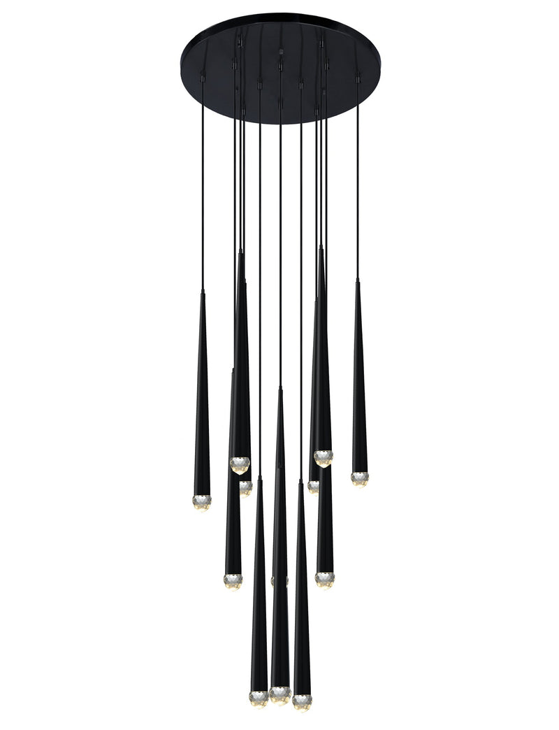 Renaie 23.5" 12-Light LED Pendant in Matte Black