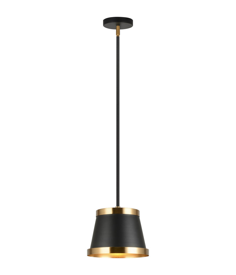 Caske Mini Pendant in Black / Aged Gold Brass