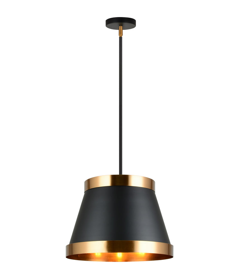 Caske 3-Light Pendant in Black / Aged Gold Brass