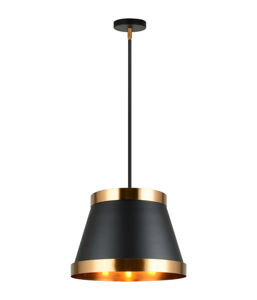 Caske 3-Light Pendant in Black / Aged Gold Brass