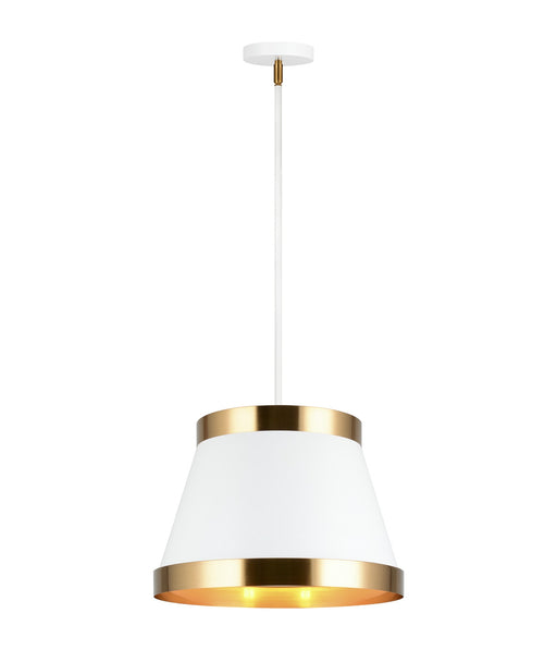 Caske 3-Light Pendant in White / Aged Gold Brass