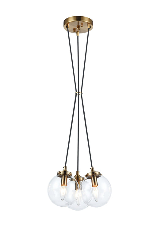 The Bougie 3-Light Pendant in Aged Gold Brass
