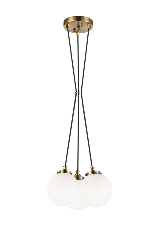 The Bougie 3-Light Pendant in Aged Gold Brass