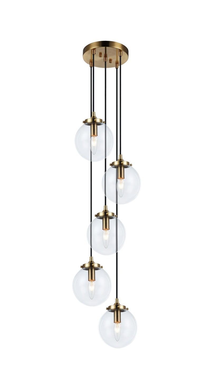 The Bougie 5-Light Pendant in Aged Gold Brass