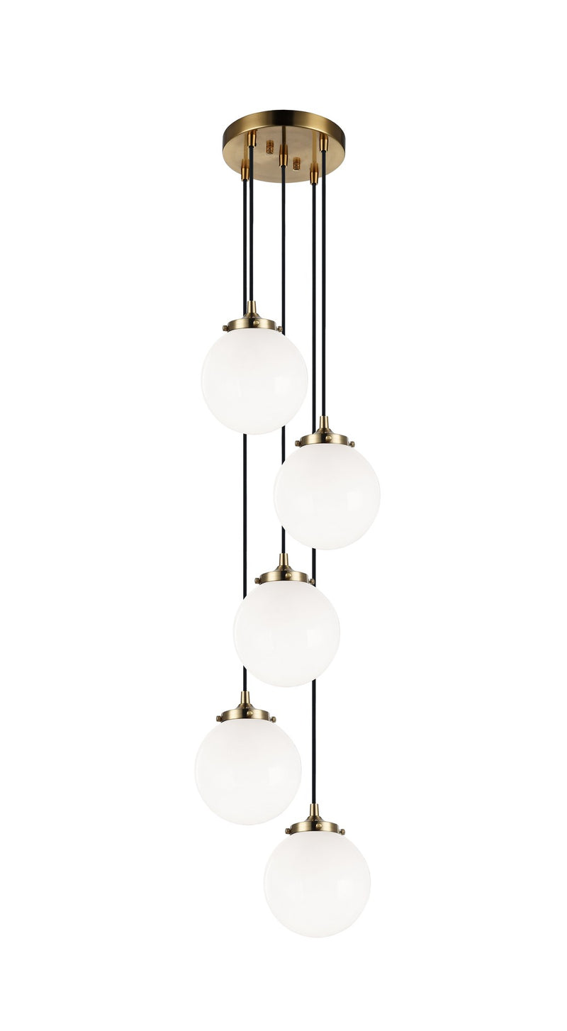 The Bougie 5-Light Pendant in Aged Gold Brass