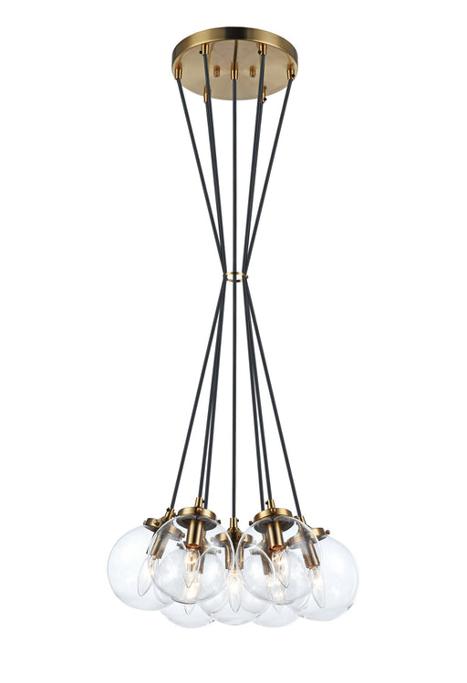 The Bougie 7-Light Pendant in Aged Gold Brass