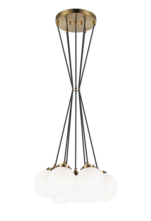 The Bougie 7-Light Pendant in Aged Gold Brass