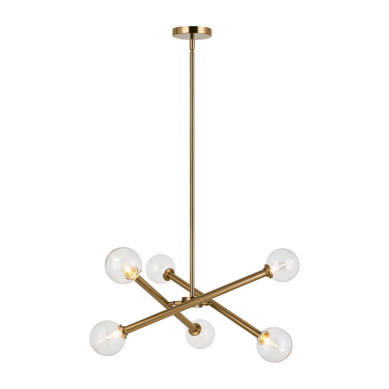 Matchstix 6-Light Chandelier in Aged Gold Brass