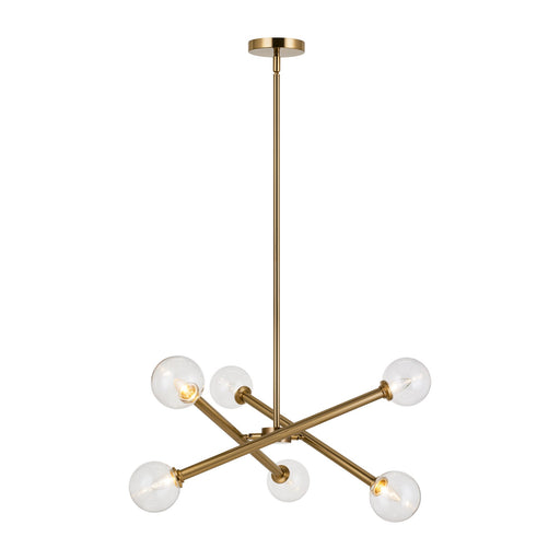 Matchstix 6-Light Chandelier in Aged Gold Brass