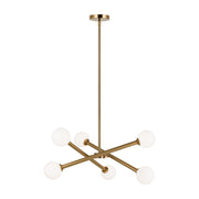 Matchstix 6-Light Chandelier in Aged Gold Brass