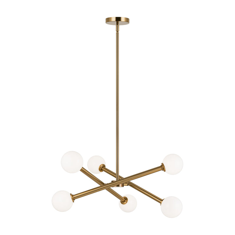 Matchstix 6-Light Chandelier in Aged Gold Brass