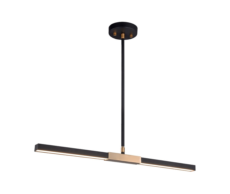 Lineare 28" 2-Light LED Linear Pendant in Matte Black / Aged Gold Brass